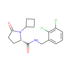 O=C(NCc1cccc(Cl)c1Cl)[C@@H]1CCC(=O)N1C1CCC1 ZINC000095565324