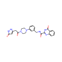 O=C(NCc1cccc(N2CCN(C(=O)Cc3cc(=O)[nH][nH]3)CC2)c1)c1nc2ccccc2c(=O)[nH]1 ZINC000114404655