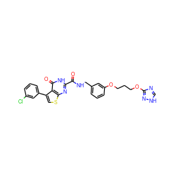 O=C(NCc1cccc(OCCCOc2nc[nH]n2)c1)c1nc2scc(-c3cccc(Cl)c3)c2c(=O)[nH]1 ZINC000114405191