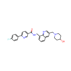 O=C(NCc1cccc2cc(CN3CCC(O)CC3)cnc12)c1ccc(-c2ccc(F)cc2)nc1 ZINC000036351757