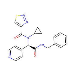 O=C(NCc1ccccc1)[C@@H](c1ccncc1)N(C(=O)c1csnn1)C1CC1 ZINC000004858799