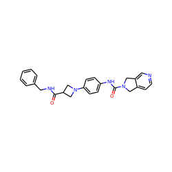 O=C(NCc1ccccc1)C1CN(c2ccc(NC(=O)N3Cc4ccncc4C3)cc2)C1 ZINC000166827295