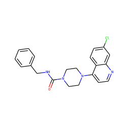 O=C(NCc1ccccc1)N1CCN(c2ccnc3cc(Cl)ccc23)CC1 ZINC000142726960