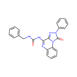 O=C(NCc1ccccc1)Nc1nc2ccccc2n2c(=O)n(-c3ccccc3)nc12 ZINC000040980457