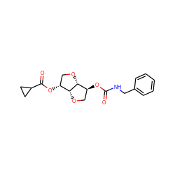 O=C(NCc1ccccc1)O[C@H]1CO[C@@H]2[C@H](OC(=O)C3CC3)CO[C@H]12 ZINC000040423542