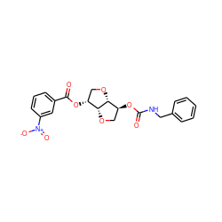 O=C(NCc1ccccc1)O[C@H]1CO[C@@H]2[C@H](OC(=O)c3cccc([N+](=O)[O-])c3)CO[C@H]12 ZINC000045259721