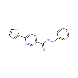 O=C(NCc1ccccc1)c1ccc(-c2cccs2)nc1 ZINC000075502194