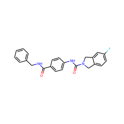 O=C(NCc1ccccc1)c1ccc(NC(=O)N2Cc3ccc(F)cc3C2)cc1 ZINC000166897205