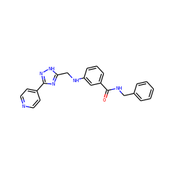 O=C(NCc1ccccc1)c1cccc(NCc2nc(-c3ccncc3)n[nH]2)c1 ZINC000136473724