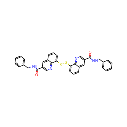 O=C(NCc1ccccc1)c1cnc2c(SSc3cccc4cc(C(=O)NCc5ccccc5)cnc34)cccc2c1 ZINC000221236794