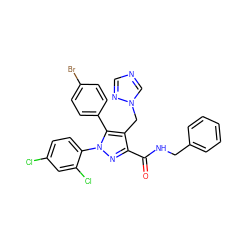 O=C(NCc1ccccc1)c1nn(-c2ccc(Cl)cc2Cl)c(-c2ccc(Br)cc2)c1Cn1cncn1 ZINC000049767796