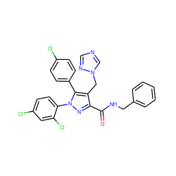 O=C(NCc1ccccc1)c1nn(-c2ccc(Cl)cc2Cl)c(-c2ccc(Cl)cc2)c1Cn1cncn1 ZINC000049762163