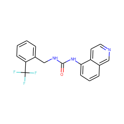 O=C(NCc1ccccc1C(F)(F)F)Nc1cccc2cnccc12 ZINC000013608725