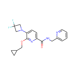 O=C(NCc1ccccn1)c1ccc(N2CC(F)(F)C2)c(OCC2CC2)n1 ZINC000207733682