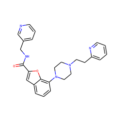 O=C(NCc1cccnc1)c1cc2cccc(N3CCN(CCc4ccccn4)CC3)c2o1 ZINC000148361848