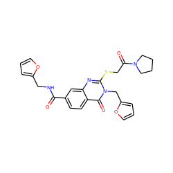 O=C(NCc1ccco1)c1ccc2c(=O)n(Cc3ccco3)c(SCC(=O)N3CCCC3)nc2c1 ZINC000004034593