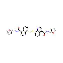 O=C(NCc1ccco1)c1ccnc2c(SSc3cccc4c(C(=O)NCc5ccco5)ccnc34)cccc12 ZINC000143467770