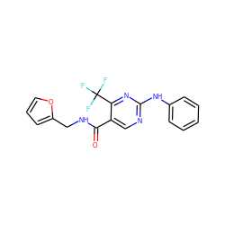 O=C(NCc1ccco1)c1cnc(Nc2ccccc2)nc1C(F)(F)F ZINC000028645223