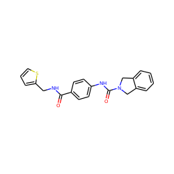 O=C(NCc1cccs1)c1ccc(NC(=O)N2Cc3ccccc3C2)cc1 ZINC000167307518