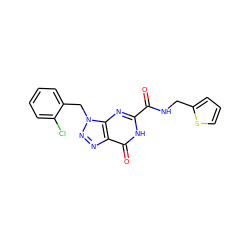 O=C(NCc1cccs1)c1nc2c(nnn2Cc2ccccc2Cl)c(=O)[nH]1 ZINC000004898739