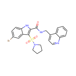 O=C(NCc1ccnc2ccccc12)c1[nH]c2ccc(Br)cc2c1S(=O)(=O)N1CCCC1 ZINC000029039007