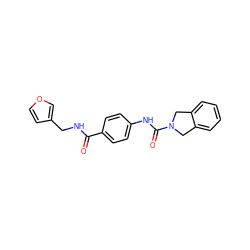 O=C(NCc1ccoc1)c1ccc(NC(=O)N2Cc3ccccc3C2)cc1 ZINC000166346759