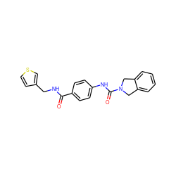 O=C(NCc1ccsc1)c1ccc(NC(=O)N2Cc3ccccc3C2)cc1 ZINC000166559577