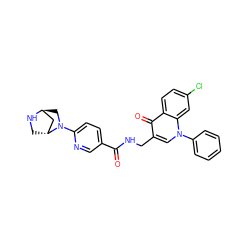 O=C(NCc1cn(-c2ccccc2)c2cc(Cl)ccc2c1=O)c1ccc(N2C[C@H]3C[C@H]2CN3)nc1 ZINC000261148443