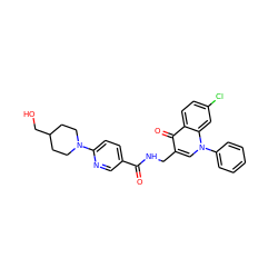 O=C(NCc1cn(-c2ccccc2)c2cc(Cl)ccc2c1=O)c1ccc(N2CCC(CO)CC2)nc1 ZINC000096170159