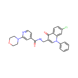 O=C(NCc1cn(-c2ccccc2)c2cc(Cl)ccc2c1=O)c1ccnc(N2CCOCC2)c1 ZINC000096170121