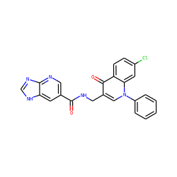 O=C(NCc1cn(-c2ccccc2)c2cc(Cl)ccc2c1=O)c1cnc2nc[nH]c2c1 ZINC000142281328