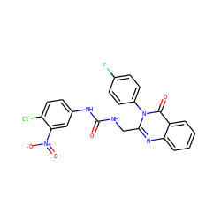 O=C(NCc1nc2ccccc2c(=O)n1-c1ccc(F)cc1)Nc1ccc(Cl)c([N+](=O)[O-])c1 ZINC000034049037