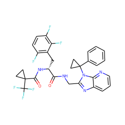 O=C(NCc1nc2cccnc2n1C1(c2ccccc2)CC1)[C@@H](Cc1c(F)ccc(F)c1F)NC(=O)C1(C(F)(F)F)CC1 ZINC000029039557