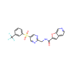 O=C(NCc1ncc(S(=O)(=O)c2cccc(C(F)(F)F)c2)cn1)c1cc2ccncc2o1 ZINC001772589817