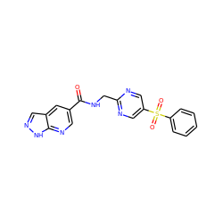 O=C(NCc1ncc(S(=O)(=O)c2ccccc2)cn1)c1cnc2[nH]ncc2c1 ZINC001772645460