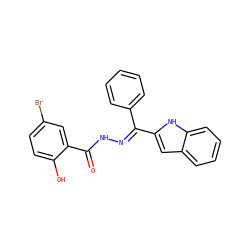 O=C(NN=C(c1ccccc1)c1cc2ccccc2[nH]1)c1cc(Br)ccc1O ZINC000261108247