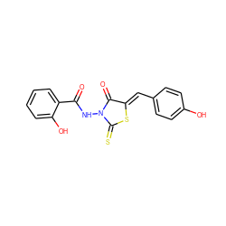 O=C(NN1C(=O)/C(=C/c2ccc(O)cc2)SC1=S)c1ccccc1O ZINC000001214940