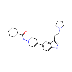 O=C(NN1CC=C(c2ccc3[nH]cc(CCN4CCCC4)c3c2)CC1)C1CCCCC1 ZINC000027847653