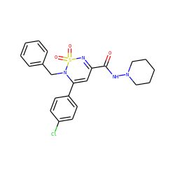 O=C(NN1CCCCC1)C1=NS(=O)(=O)N(Cc2ccccc2)C(c2ccc(Cl)cc2)=C1 ZINC000028876347