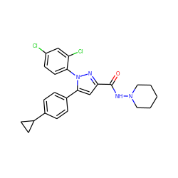 O=C(NN1CCCCC1)c1cc(-c2ccc(C3CC3)cc2)n(-c2ccc(Cl)cc2Cl)n1 ZINC000043060795