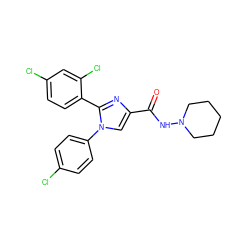 O=C(NN1CCCCC1)c1cn(-c2ccc(Cl)cc2)c(-c2ccc(Cl)cc2Cl)n1 ZINC000013611847