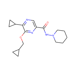 O=C(NN1CCCCC1)c1cnc(C2CC2)c(OCC2CC2)n1 ZINC000207351206