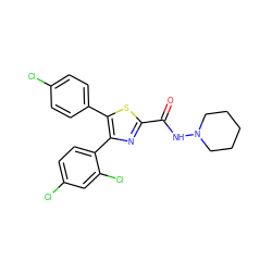 O=C(NN1CCCCC1)c1nc(-c2ccc(Cl)cc2Cl)c(-c2ccc(Cl)cc2)s1 ZINC000013611839