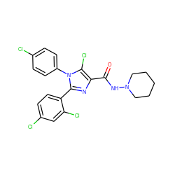 O=C(NN1CCCCC1)c1nc(-c2ccc(Cl)cc2Cl)n(-c2ccc(Cl)cc2)c1Cl ZINC000013611899