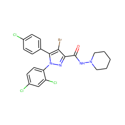 O=C(NN1CCCCC1)c1nn(-c2ccc(Cl)cc2Cl)c(-c2ccc(Cl)cc2)c1Br ZINC000027711372