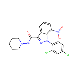 O=C(NN1CCCCC1)c1nn(-c2ccc(Cl)cc2Cl)c2c([N+](=O)[O-])cccc12 ZINC000013472878