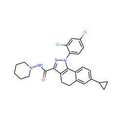 O=C(NN1CCCCC1)c1nn(-c2ccc(Cl)cc2Cl)c2c1CCc1cc(C3CC3)ccc1-2 ZINC000653719083