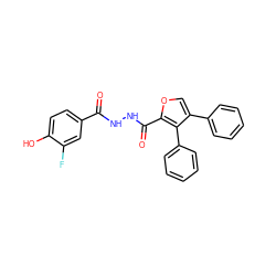 O=C(NNC(=O)c1occ(-c2ccccc2)c1-c1ccccc1)c1ccc(O)c(F)c1 ZINC000147279948