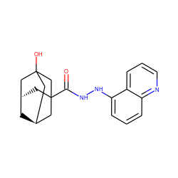 O=C(NNc1cccc2ncccc12)C12C[C@H]3C[C@@H](CC(O)(C3)C1)C2 ZINC000101627097