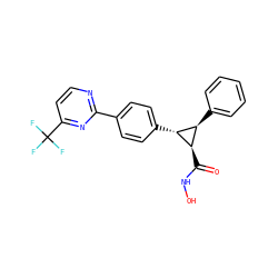 O=C(NO)[C@@H]1[C@H](c2ccccc2)[C@H]1c1ccc(-c2nccc(C(F)(F)F)n2)cc1 ZINC000203391212